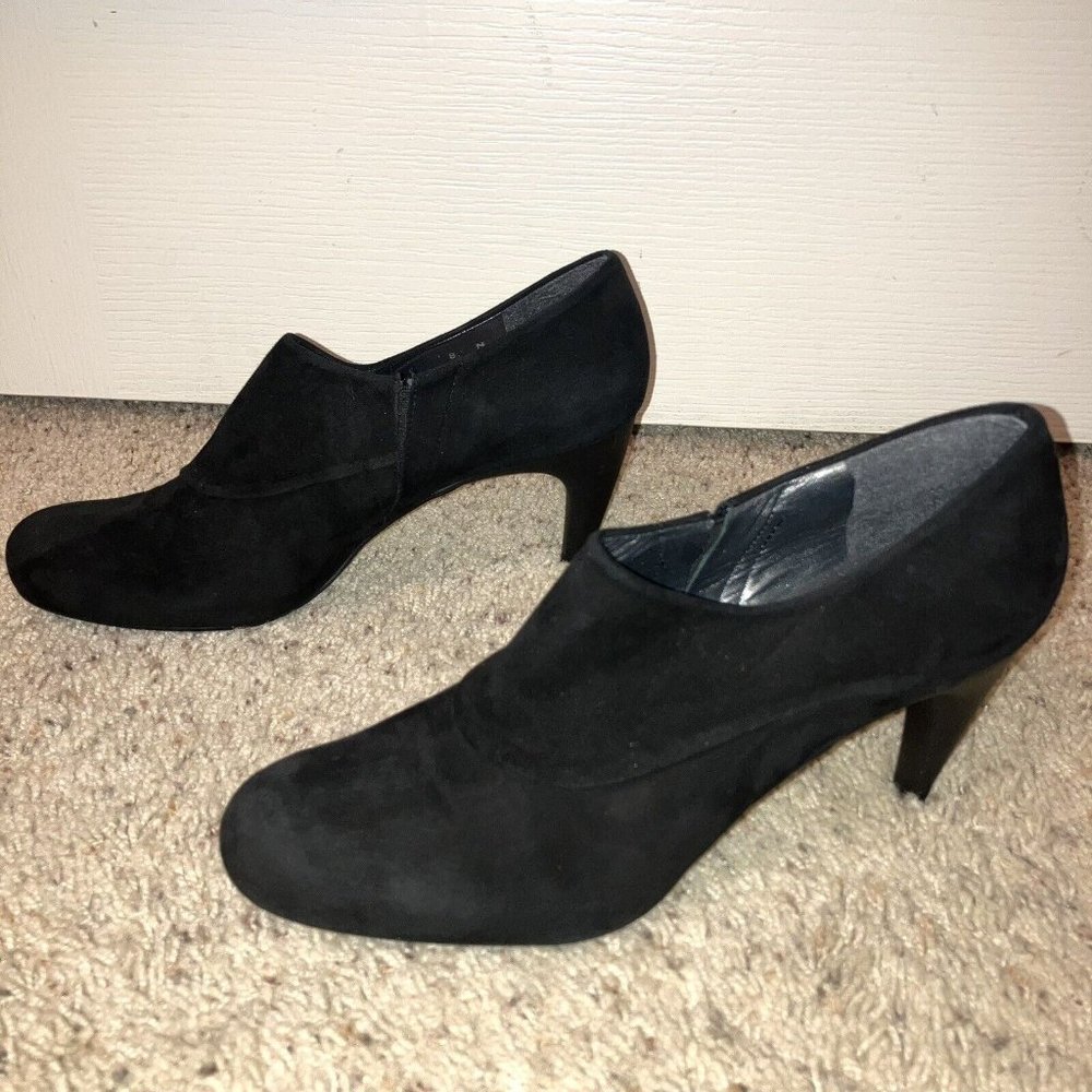 STUART WEITZMAN Booties BLACK Suede STILETTO - Sz 8 N Made in Spain NICE!
